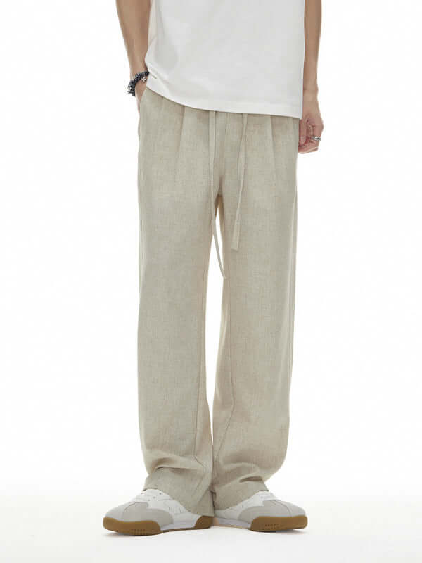 BAGGY LINNEBYXOR - Beige