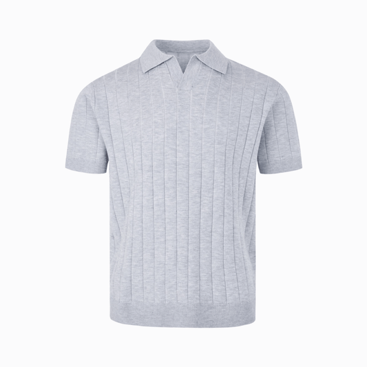 KNIT POLO - Grå