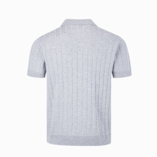 KNIT POLO - Grå