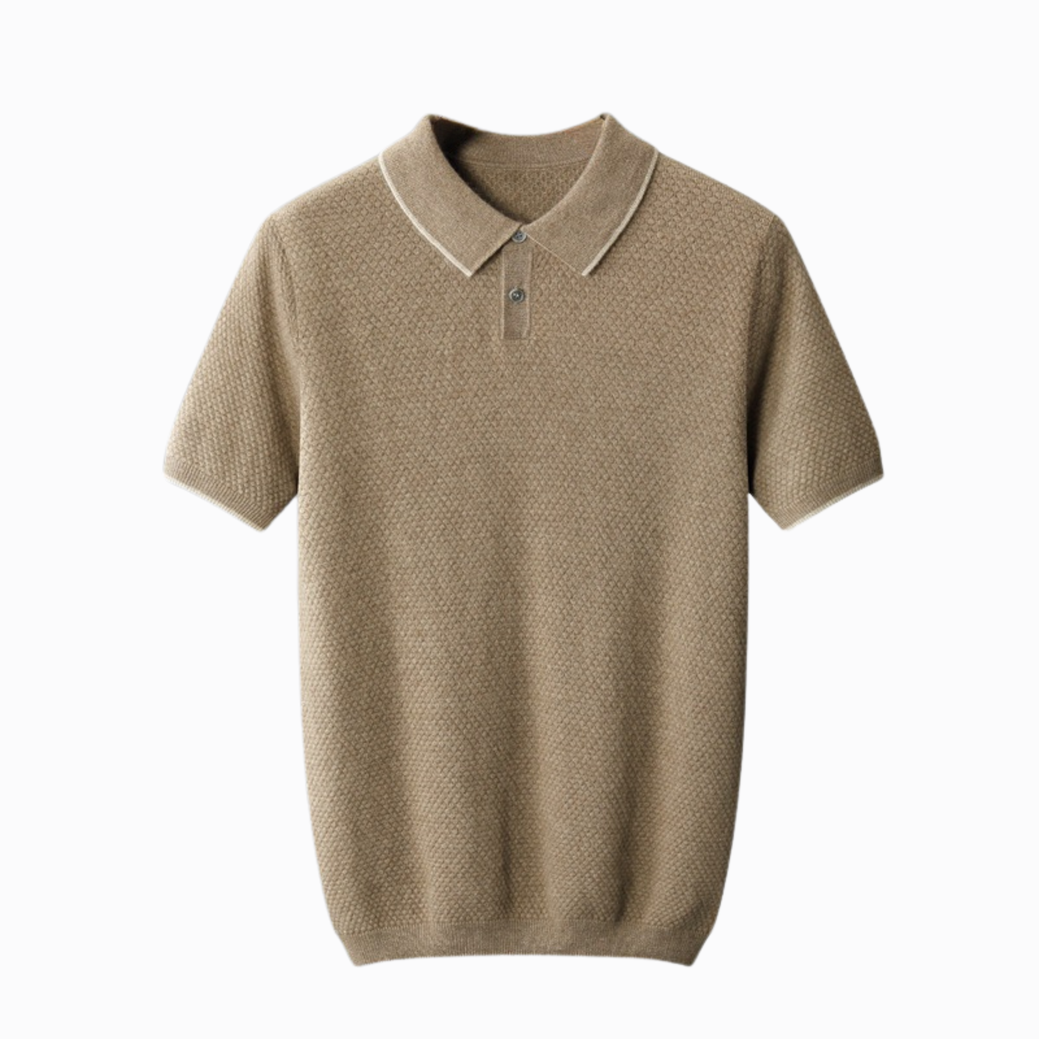 LUXE KASHMIR KNIT POLO - Ljusbrun