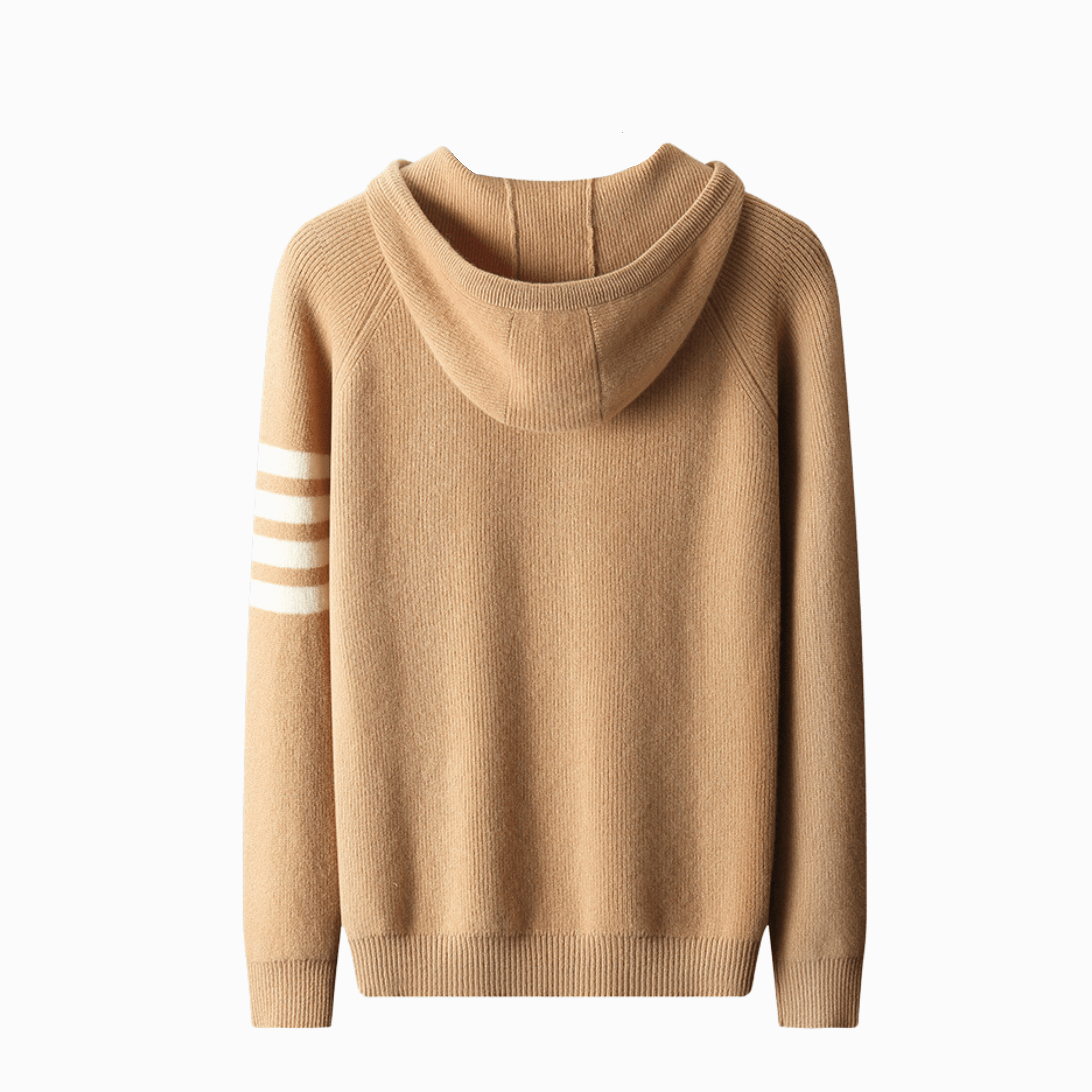 RIBBAD HOODIE MED RÄNDER - Brun