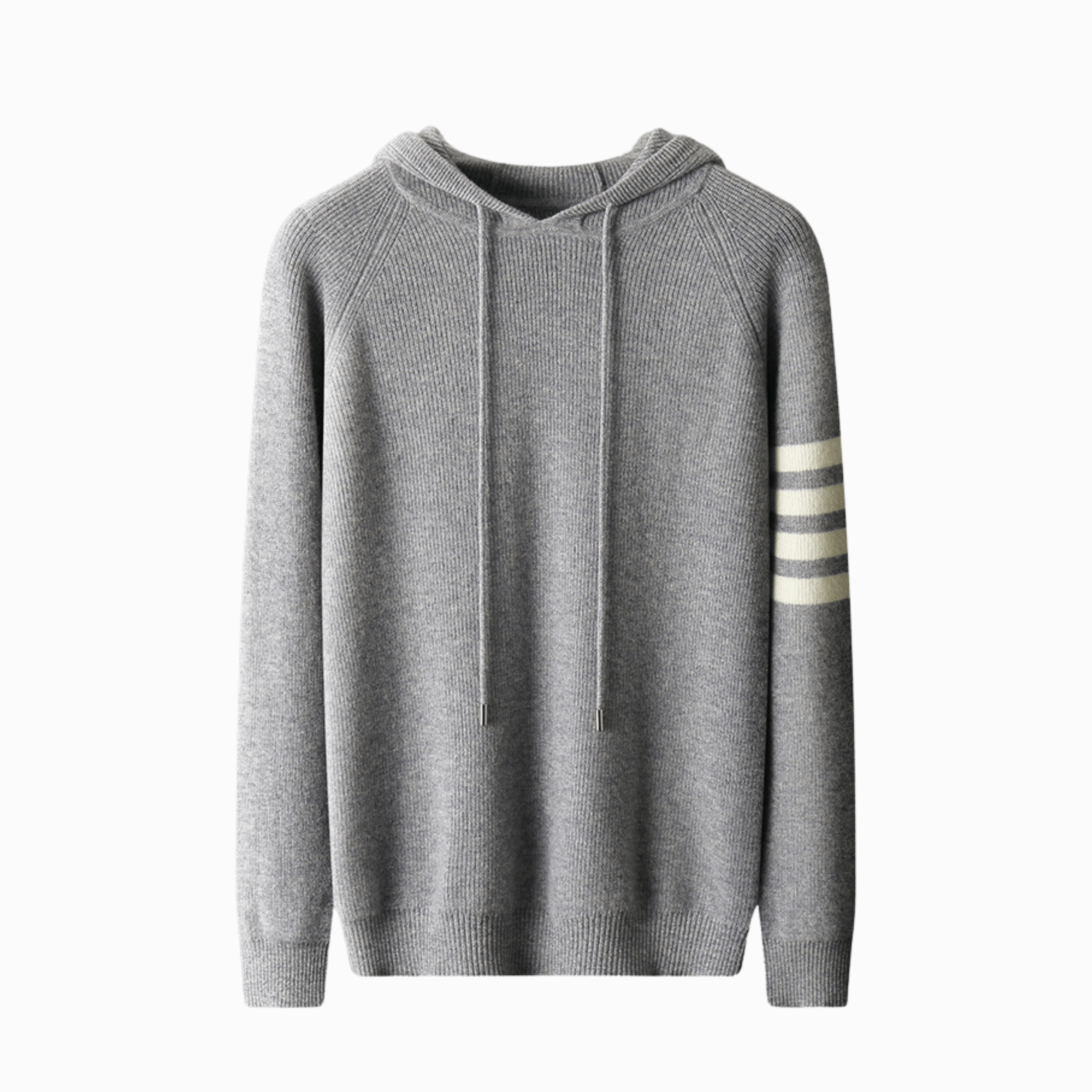 RIBBAD HOODIE MED RÄNDER - Grå