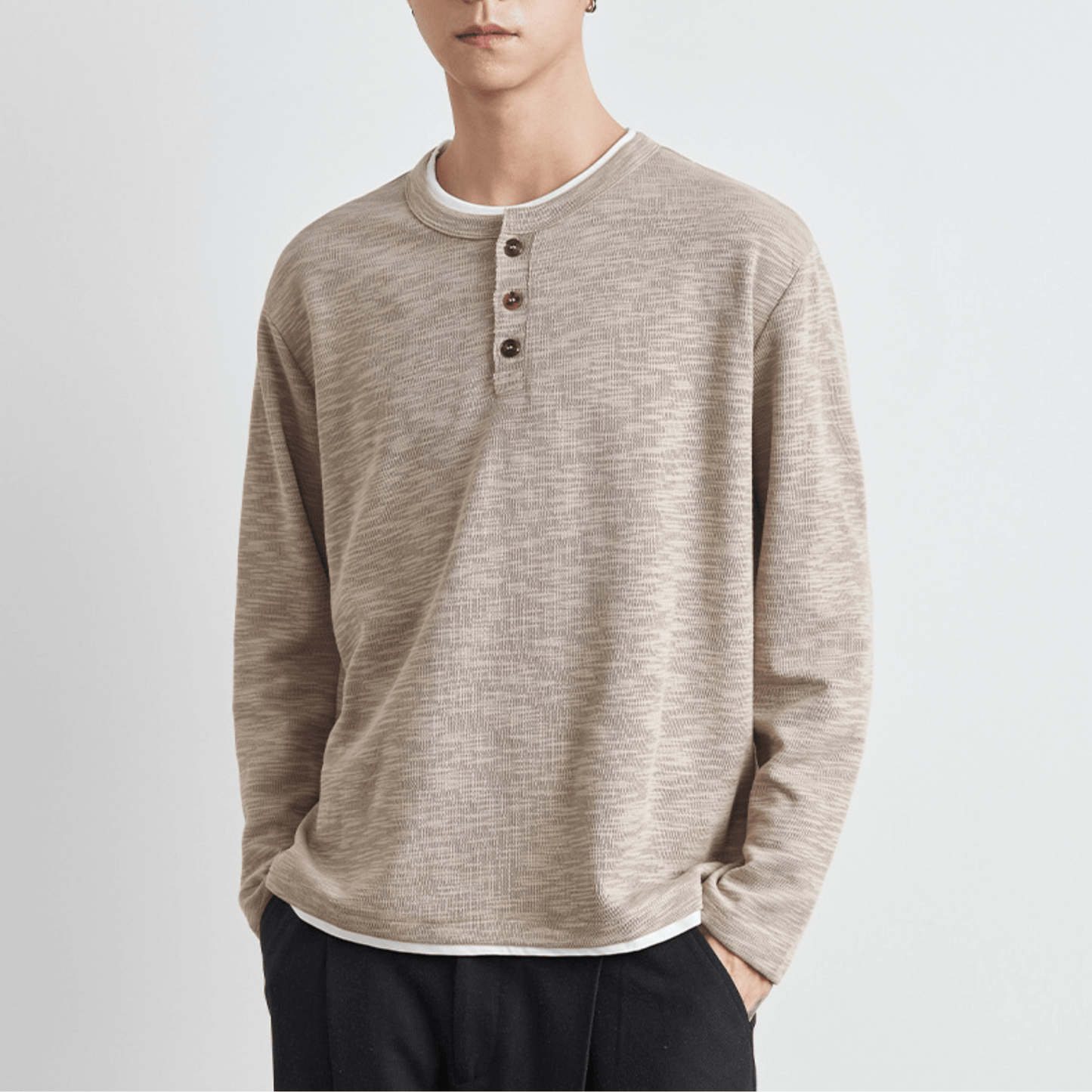 HENLEY TRÖJA - Beige