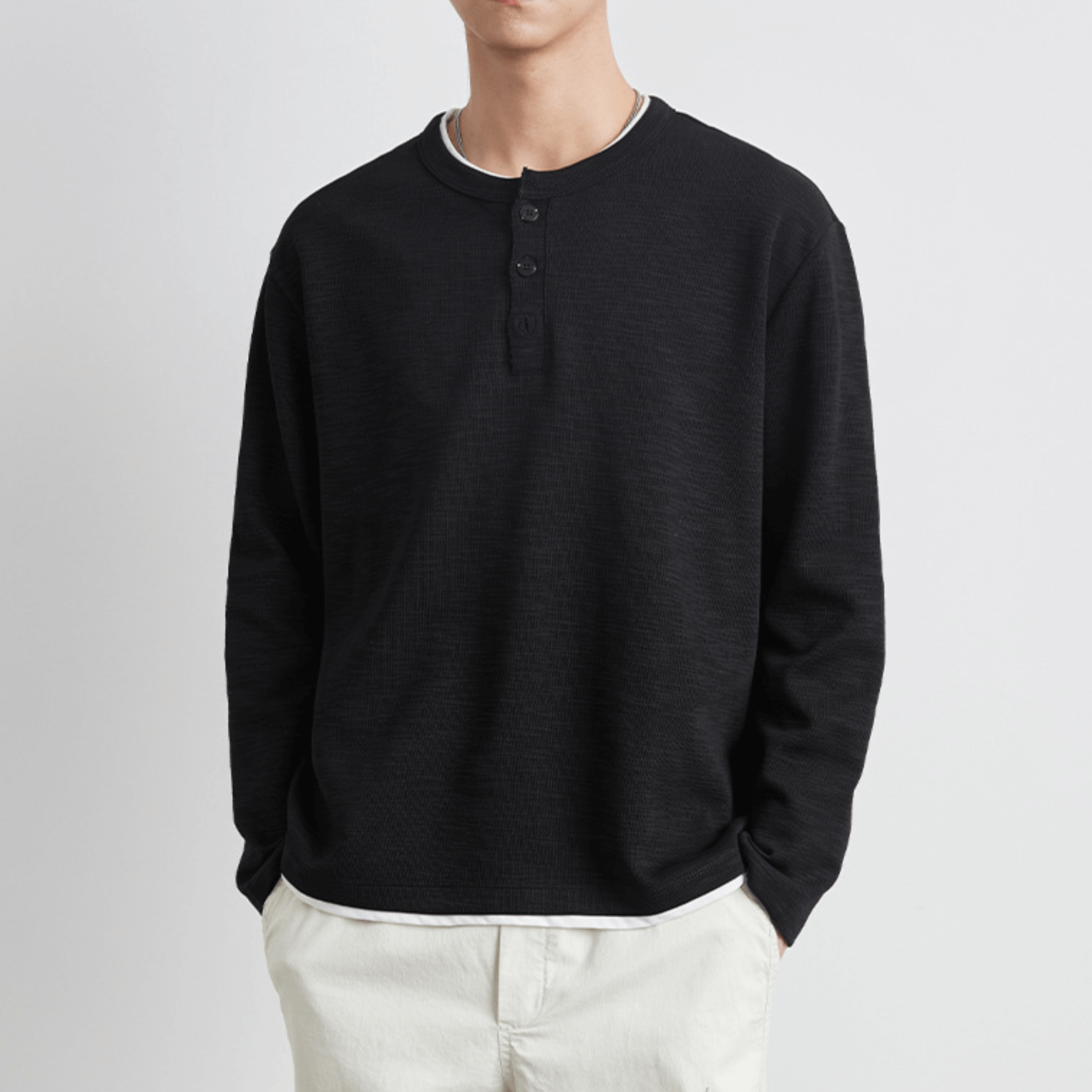 HENLEY TRÖJA - Svart