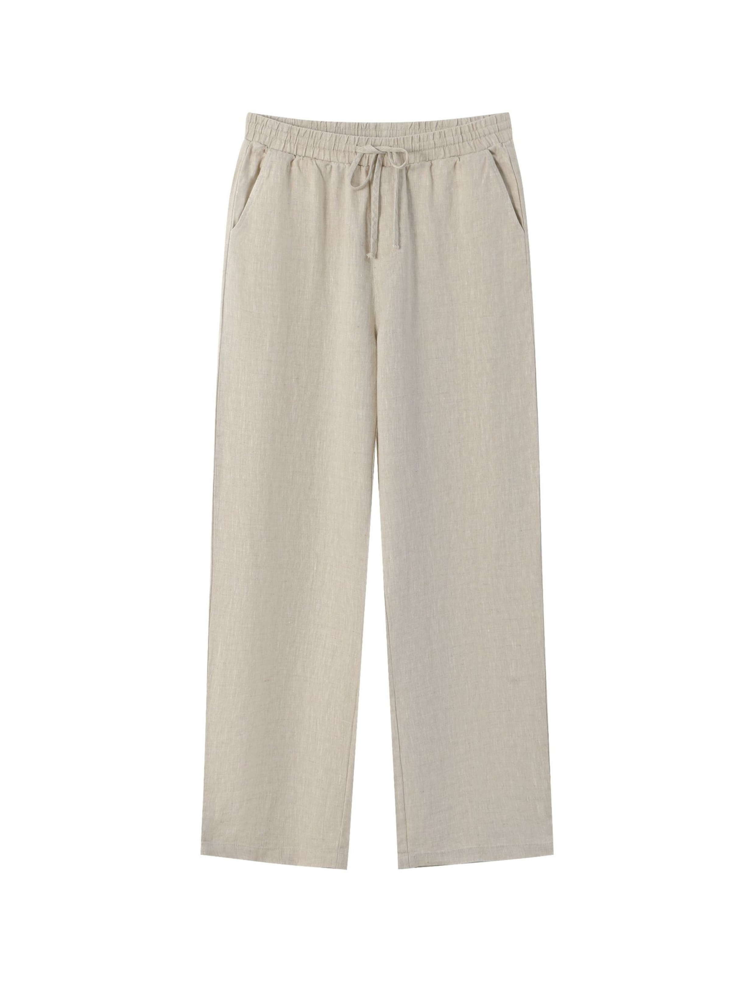 LUXE REGULAR LINNEBYXOR - Beige